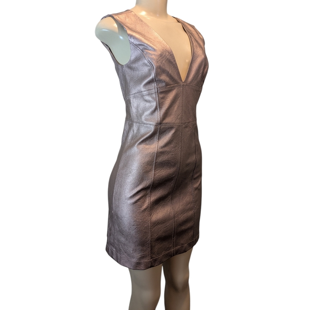 A/X Armani Exchange Metallic Pink Faux Leather Mini Dress Women's Size 2 - Picture 5 of 16